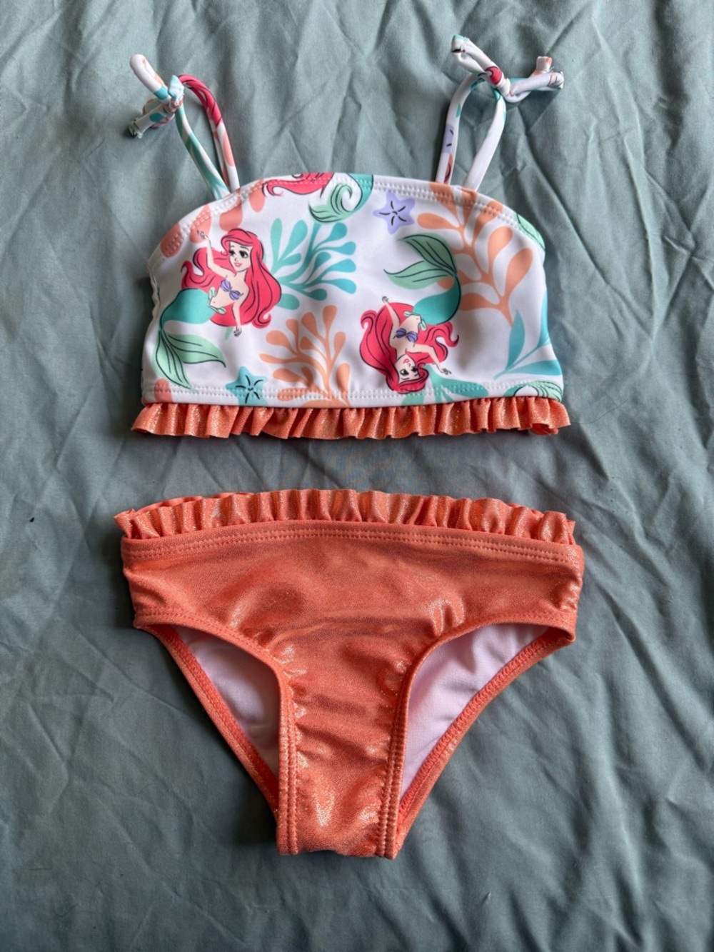 Disney Princess Girl's Two-Piece Swim Set Ariel - Coral & Aqua 12MO